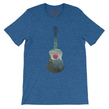 Guitar Pines Outdoors T-Shirt - Lightweight Vintage Style - Heather True Royal