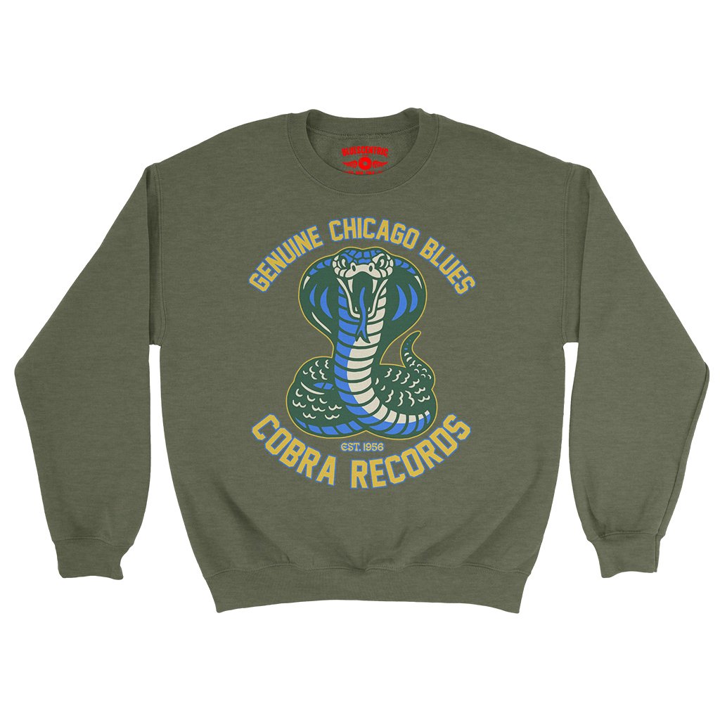 Cobra Records Genuine Chicago Blues Crewneck Sweatshirt - Army Heather