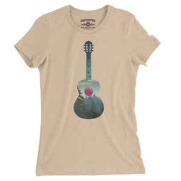 Guitar Pines Outdoors Ladies T-Shirt - Relaxed Fit - Sand Dune