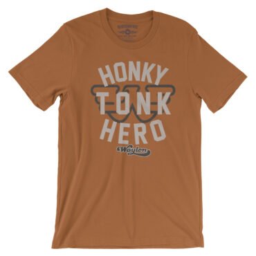Waylon Jennings Honky Tonk Hero T-Shirt - Lightweight Vintage Style - Burnt Orange