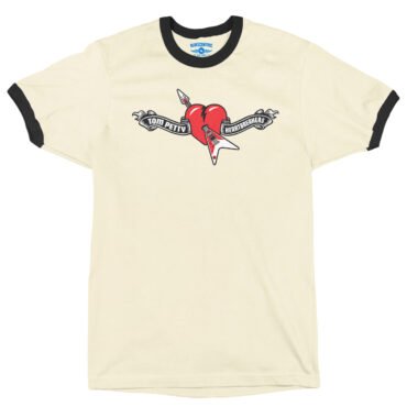 Tom Petty Hard Lines Logo Ringer T-Shirt - Cream-Black
