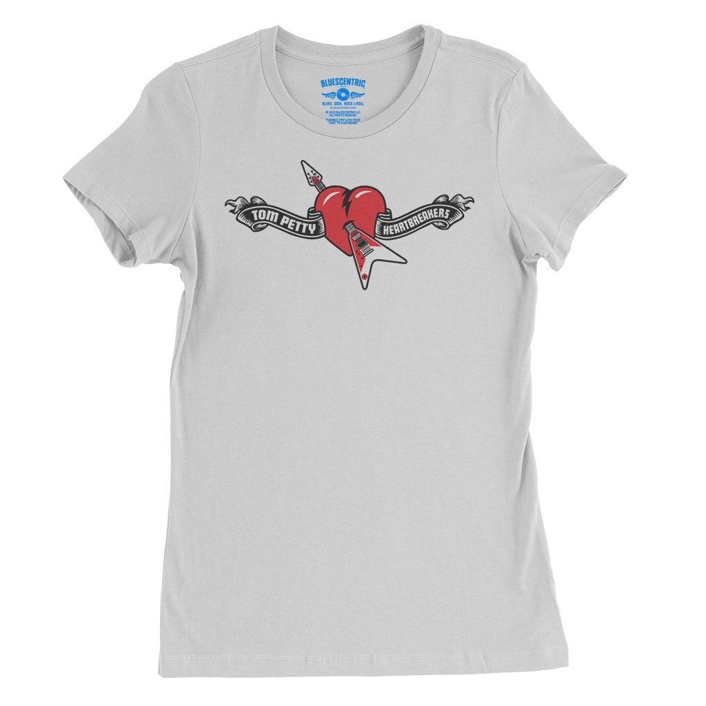 Tom Petty Hard Lines Logo Ladies T-Shirt - Relaxed Fit - White