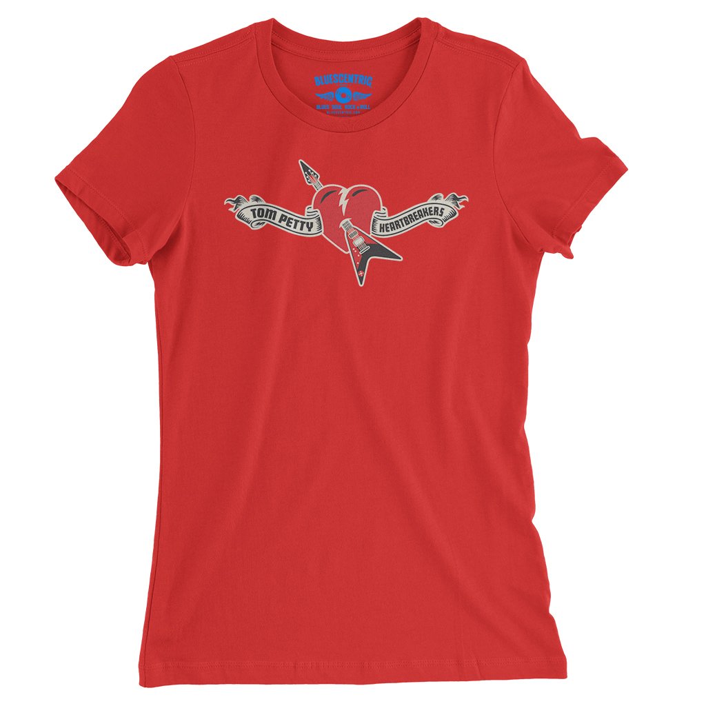 Tom Petty Hard Lines Logo Ladies T-Shirt - Relaxed Fit - Red