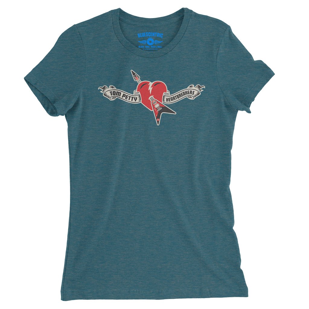 Tom Petty Hard Lines Logo Ladies T-Shirt - Relaxed Fit - Heather Deep Teal