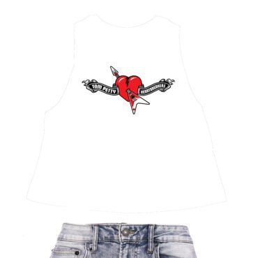 Tom Petty Hard Lines Logo Racerback Crop Top - Women's - White