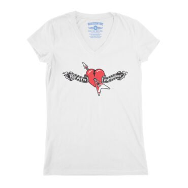 Tom Petty Hard Lines Logo V-Neck T Shirt - Women's - White