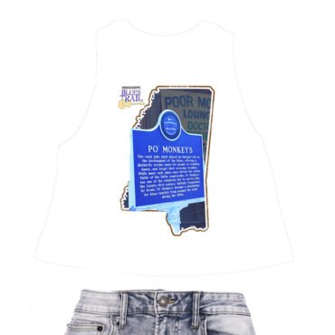 Po Monkeys Mississippi Blues Trail Racerback Crop Top - Women's - White