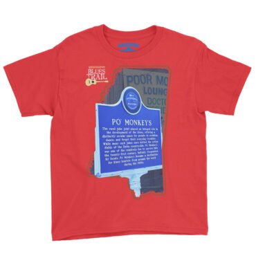 Po Monkeys Mississippi Blues Trail Youth T-Shirt - Lightweight Children & Toddlers - Red