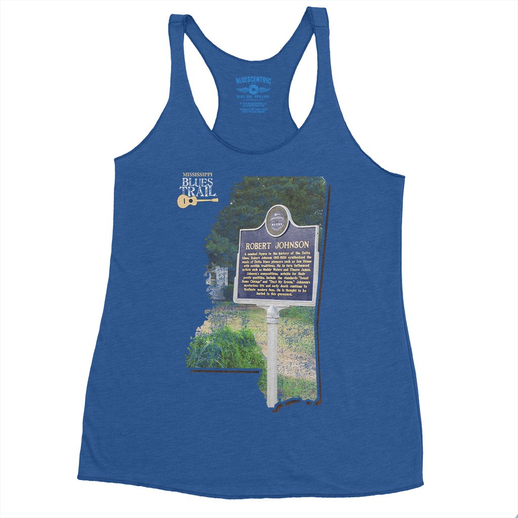 Robert Johnson Mississippi Blues Trail Racerback Tank - Women's - Vintage Royal