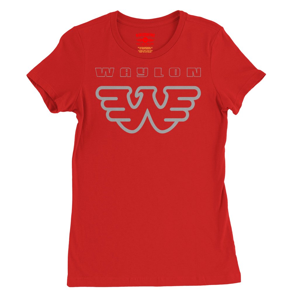 Waylon Jennings Black on Black Ladies T-Shirt - Relaxed Fit - Red
