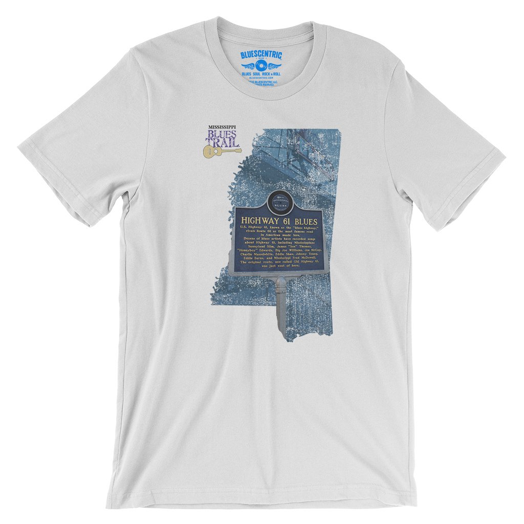 Highway 61 Blues Trail Marker T-Shirt - Lightweight Vintage Style - White