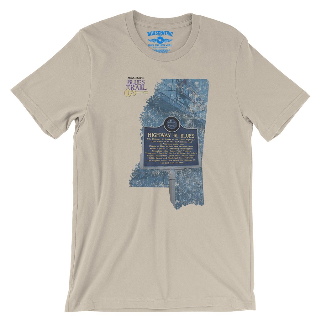 Highway 61 Blues Trail Marker T-Shirt - Lightweight Vintage Style - Soft Cream