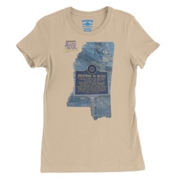 Highway 61 Blues Trail Marker Ladies T-Shirt - Relaxed Fit - Sand Dune