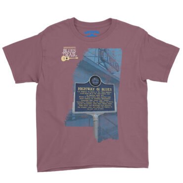 Highway 61 Blues Trail Marker Youth T-Shirt - Lightweight Children & Toddlers - Heather Maroon