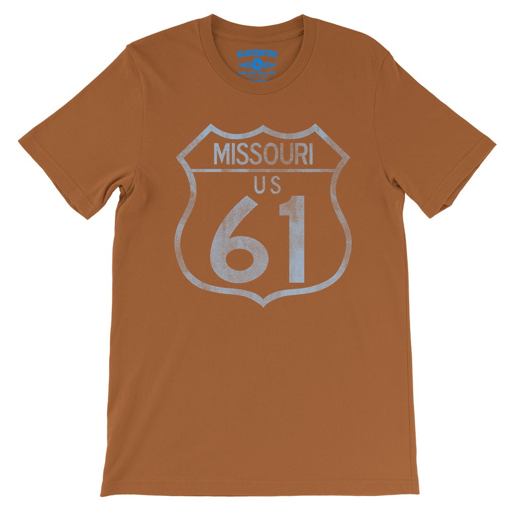 Highway 61 Missouri T-Shirt - Lightweight Vintage Style - Burnt Orange