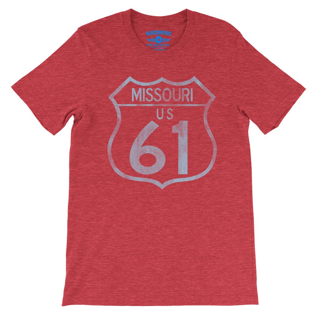 Highway 61 Missouri T-Shirt - Lightweight Vintage Style - Heather Red