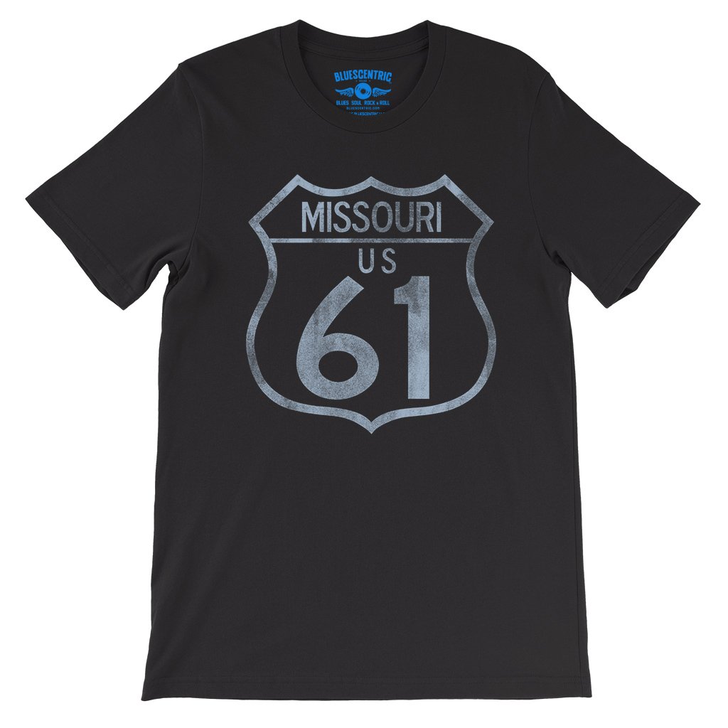 Highway 61 Missouri T-Shirt - Lightweight Vintage Style - Black