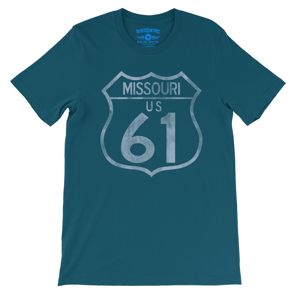 Highway 61 Missouri T-Shirt - Lightweight Vintage Style - Deep Teal