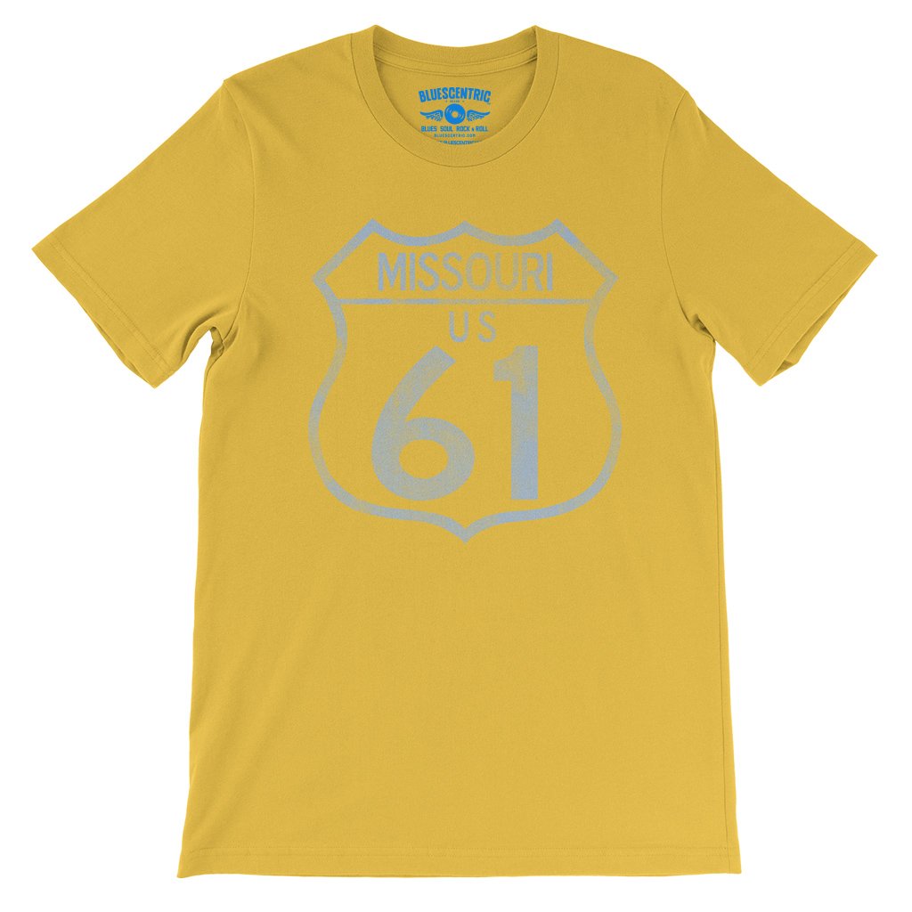 Highway 61 Missouri T-Shirt - Lightweight Vintage Style - Maize Yellow