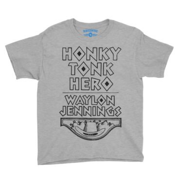 Waylon Jennings Honky Tonk Hero Youth T-Shirt - Lightweight Children & Toddlers - Athletic Heather