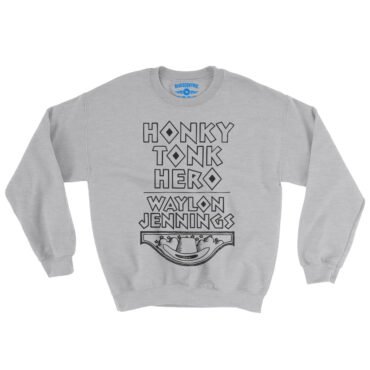 Waylon Jennings Honky Tonk Hero Crewneck Sweatshirt - Grey Heather