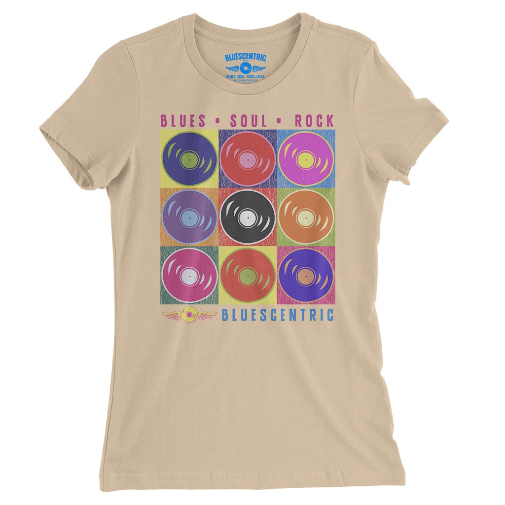 Bluescentric Pop Culture Vinyl Ladies T-Shirt - Relaxed Fit - Sand Dune