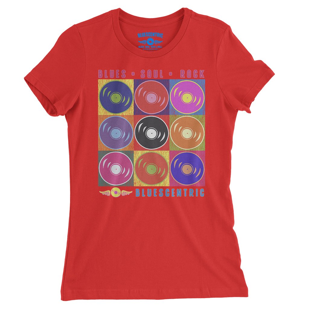 Bluescentric Pop Culture Vinyl Ladies T-Shirt - Relaxed Fit - Red
