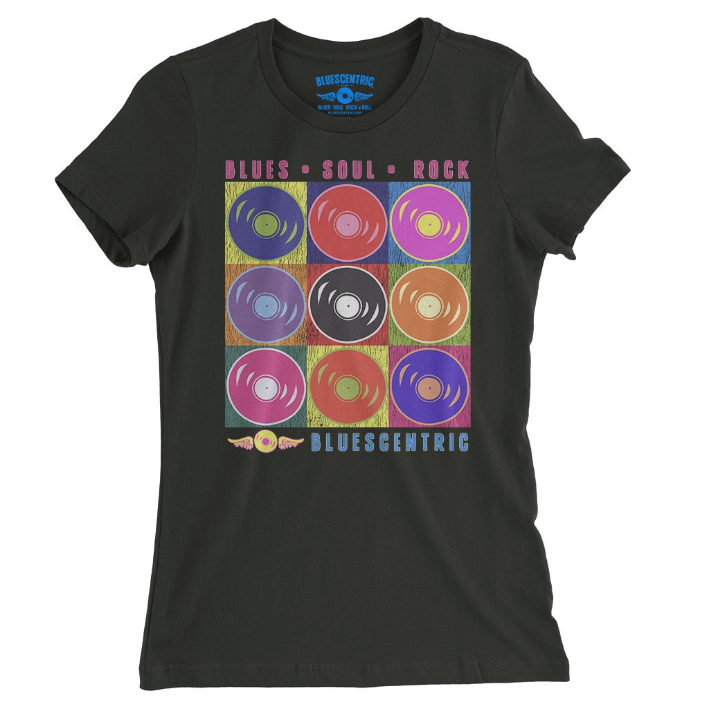 Bluescentric Pop Culture Vinyl Ladies T-Shirt - Relaxed Fit - Vintage Black