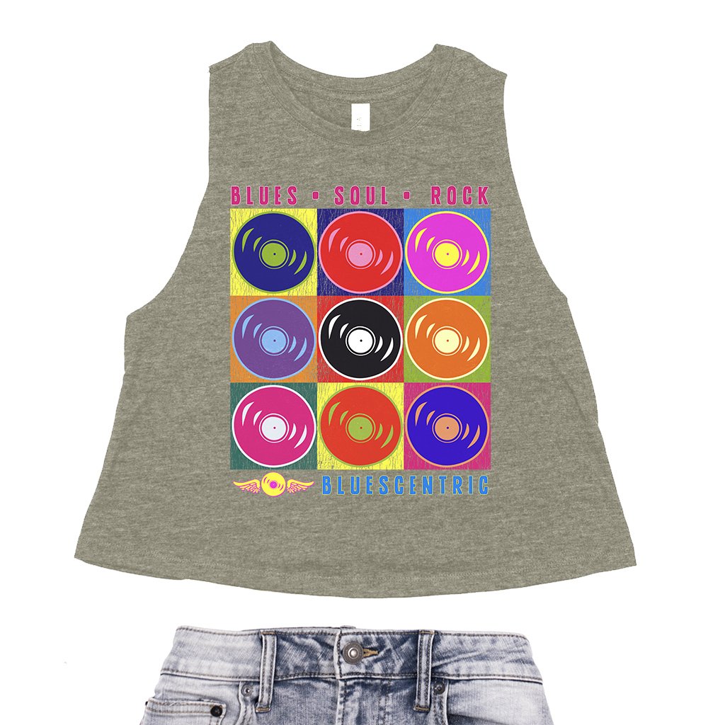 Bluescentric Pop Culture Vinyl Racerback Crop Top - Women's - Heather Green