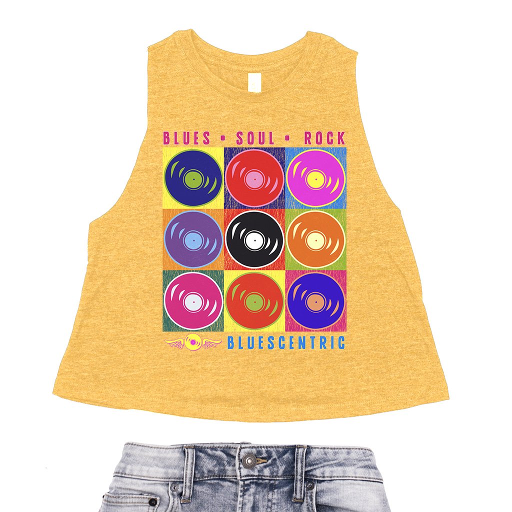 Bluescentric Pop Culture Vinyl Racerback Crop Top - Women's - Heather Mustard