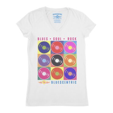 Bluescentric Pop Culture Vinyl V-Neck T Shirt - Women's - White