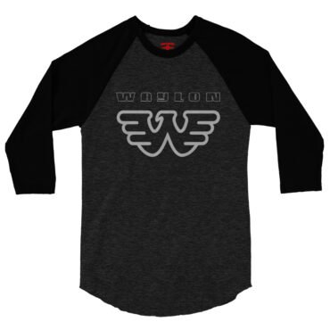 Waylon Jennings Black on Black Baseball T-Shirt - Black-HBlack