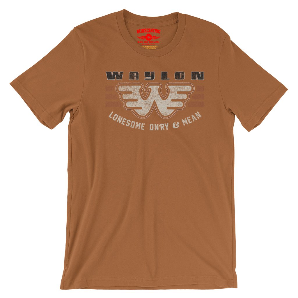 Waylon Jennings Lonesome Onry & Mean T-Shirt - Lightweight Vintage Style - Burnt Orange