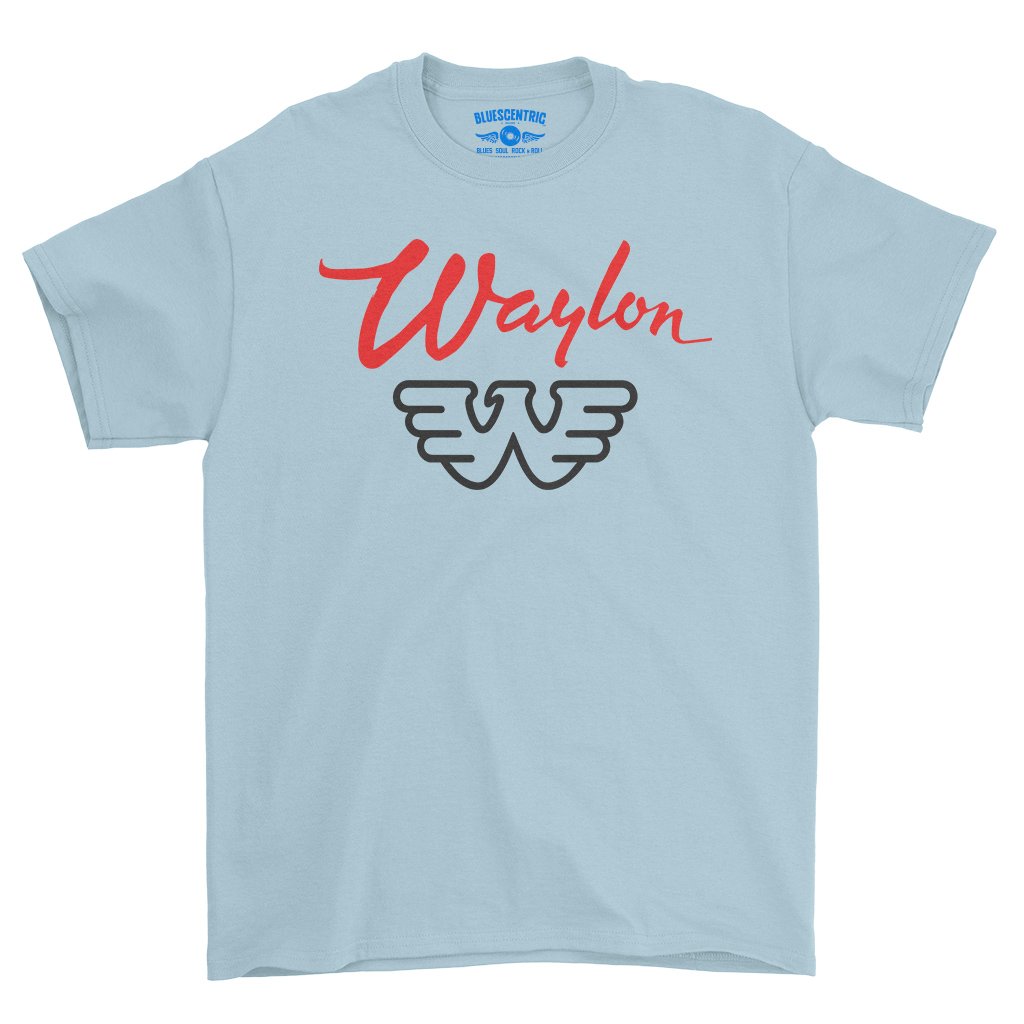 Waylon Jennings Logo T-Shirt - Heavy Cotton - Light Blue