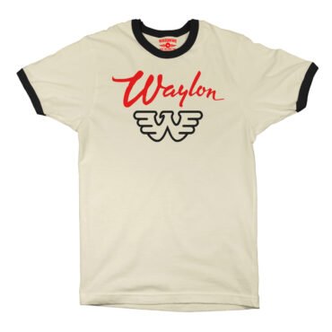 Waylon Jennings Logo Ringer T-Shirt - Cream-Black