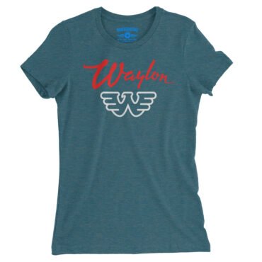 Waylon Jennings Logo Ladies T-Shirt - Relaxed Fit - Heather Deep Teal