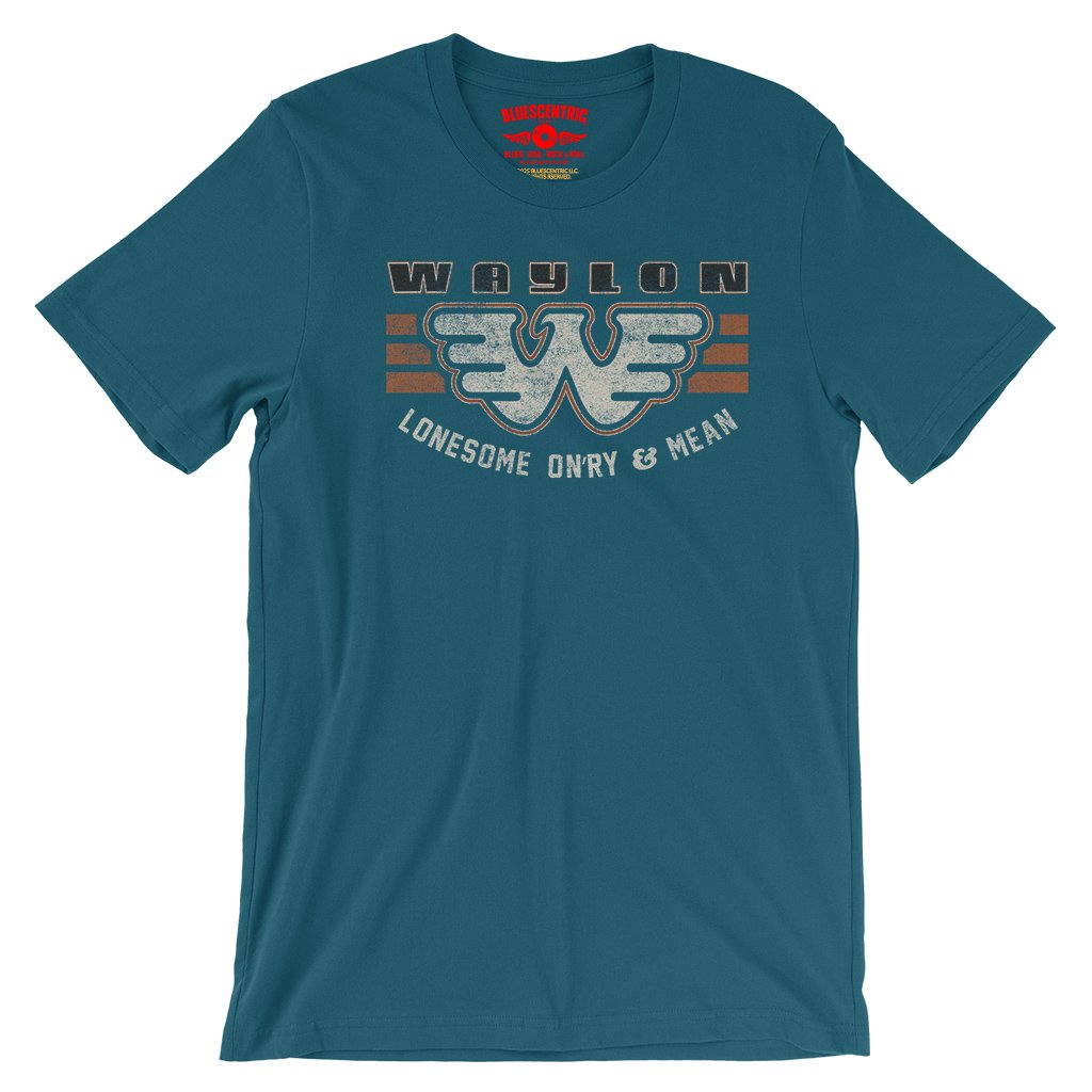Waylon Jennings Lonesome Onry & Mean T-Shirt - Lightweight Vintage Style - Deep Teal
