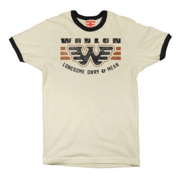 Waylon Jennings Lonesome Onry & Mean Ringer T-Shirt - Cream-Black