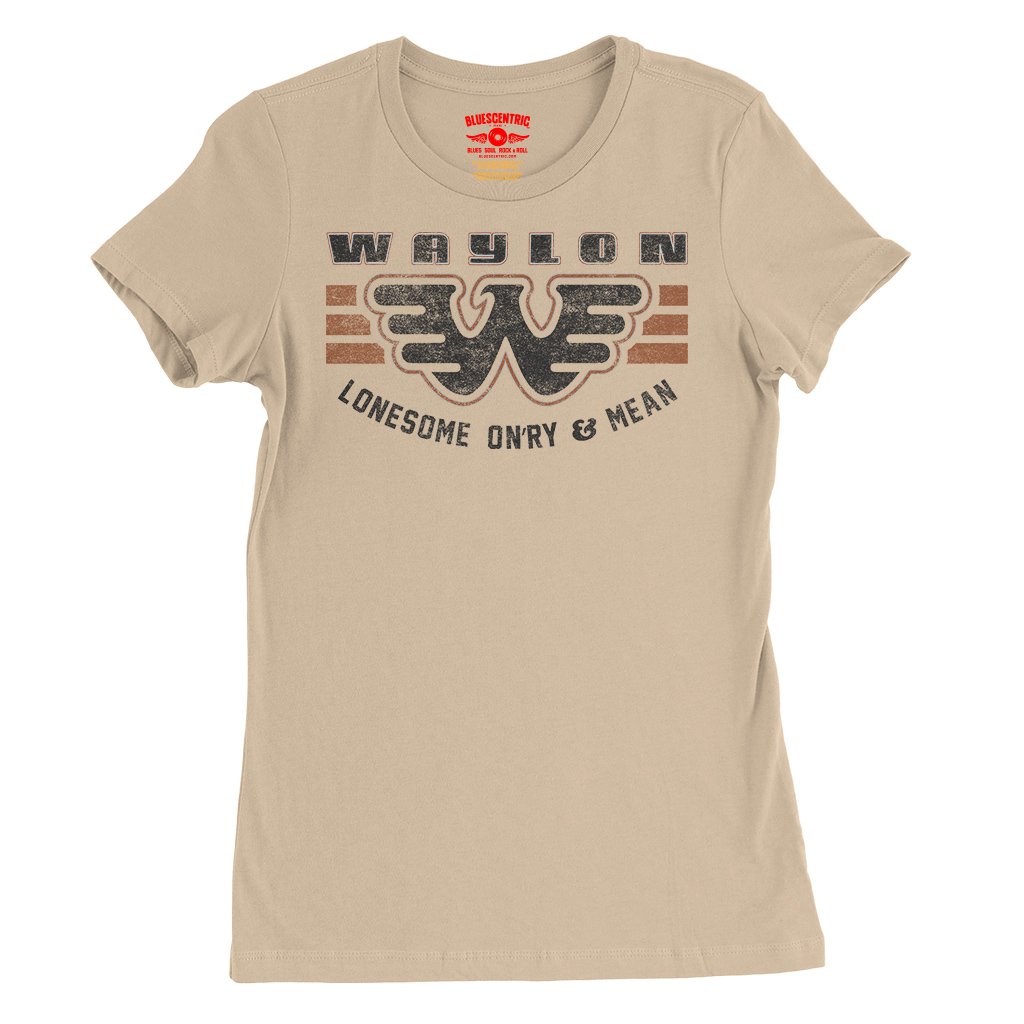 Waylon Jennings Lonesome Onry & Mean Ladies T-Shirt - Relaxed Fit - Sand Dune