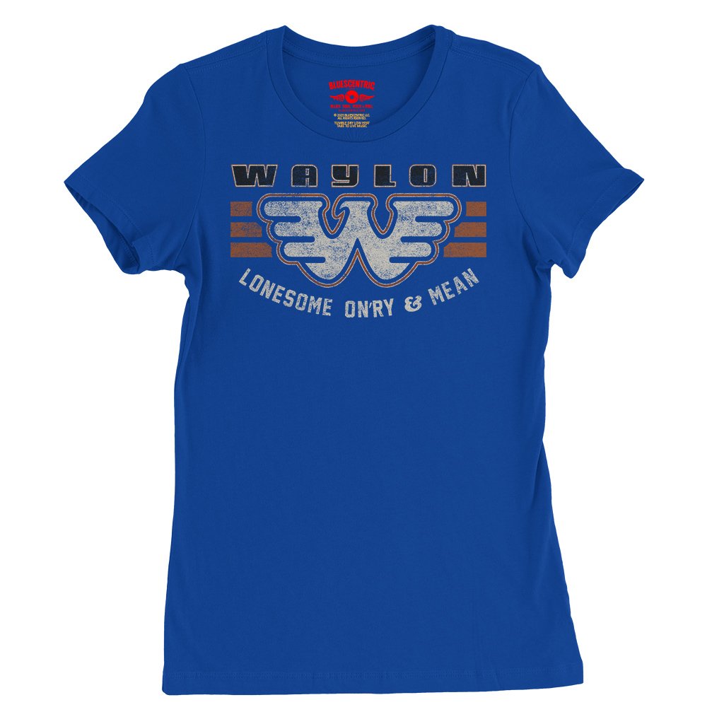 Waylon Jennings Lonesome Onry & Mean Ladies T-Shirt - Relaxed Fit - True Royal