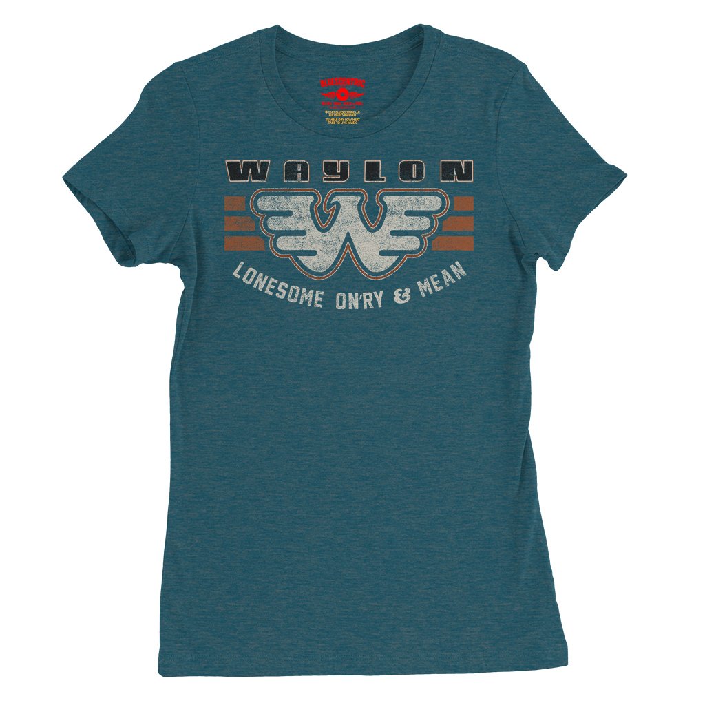 Waylon Jennings Lonesome Onry & Mean Ladies T-Shirt - Relaxed Fit - Heather Deep Teal