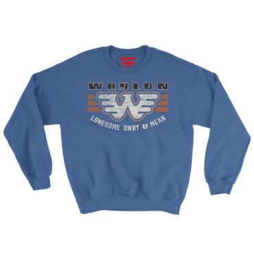 Waylon Jennings Lonesome Onry & Mean Crewneck Sweatshirt - Royal