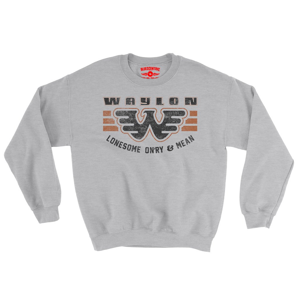 Waylon Jennings Lonesome Onry & Mean Crewneck Sweatshirt - Grey Heather
