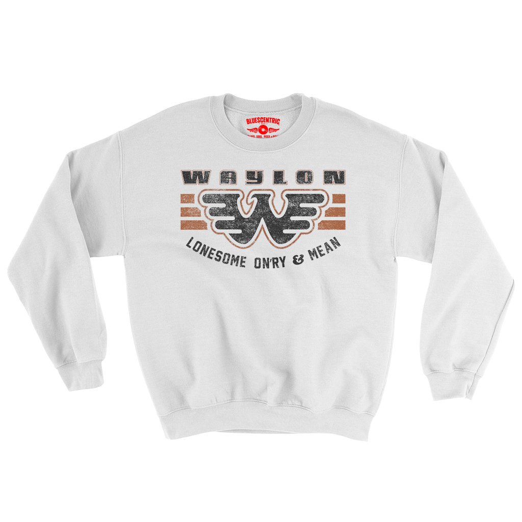 Waylon Jennings Lonesome Onry & Mean Crewneck Sweatshirt - White