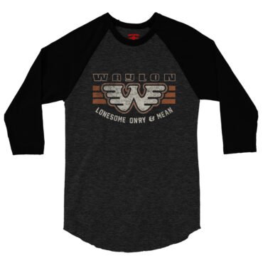 Waylon Jennings Lonesome Onry & Mean Baseball T-Shirt - Black-HBlack