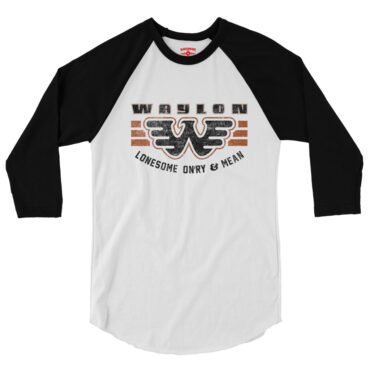 Waylon Jennings Lonesome Onry & Mean Baseball T-Shirt - White-Black