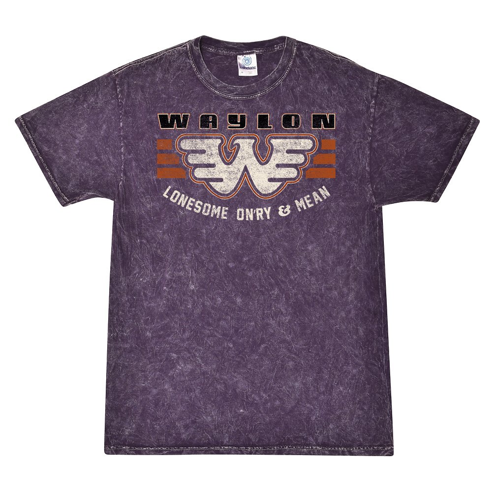 Waylon Jennings Lonesome Onry & Mean Mineral Wash Shirt - Purple - Purple