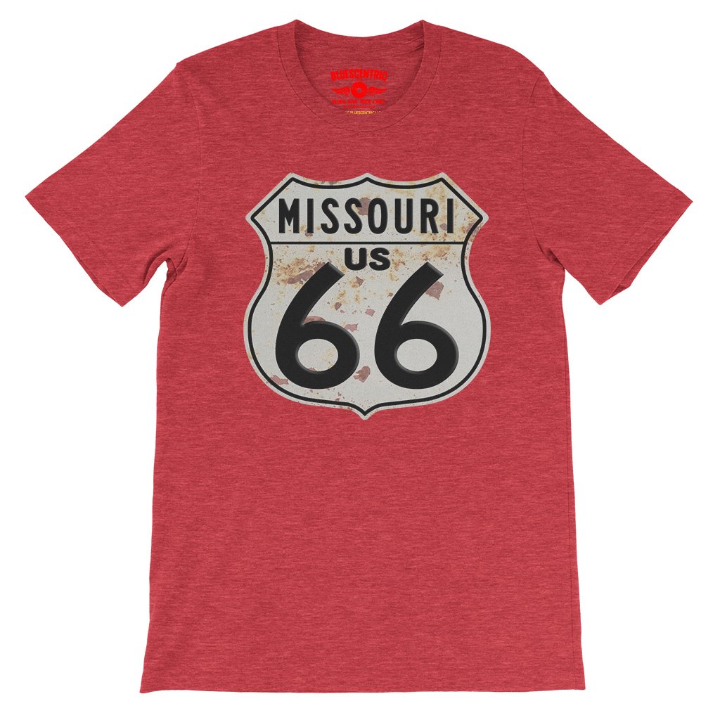Route 66 Missouri T-Shirt - Lightweight Vintage Style - Heather Red