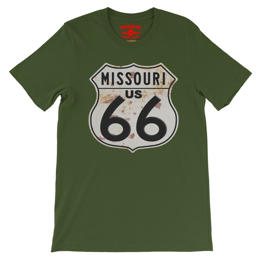 Route 66 Missouri T-Shirt - Lightweight Vintage Style - Olive