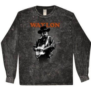 Waylon Jennings Guitar T-Shirt - Black Mineral Wash - Black